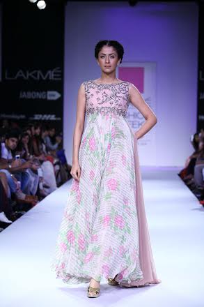 Nargis Fakhri walks for Anushree Reddy at Lakme Fashion Week