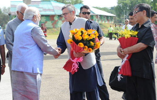 Shri Narendra Modi dedicating the newly constructed railway line 