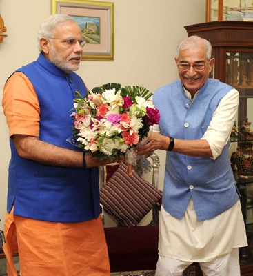 Narendra Modi taking blessing of his mother
