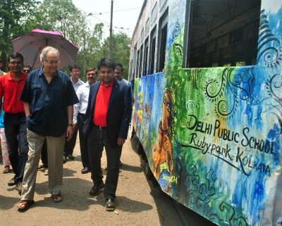 Local talents paint Kolkata trams in bright colours  