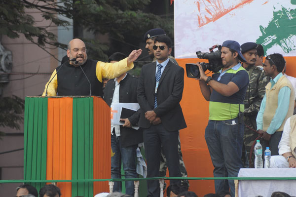 Amit Shah addresses rally in Kolkata