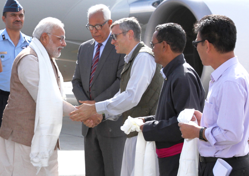 Shri Narendra Modi arrives at Kargil Airport