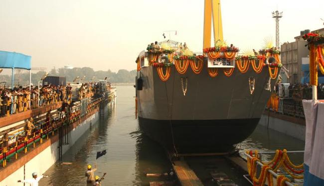 Landing craft utility ship for Indian Navy launched at GRSE