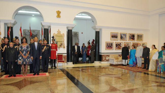 Obama attends  banquet hosted  at Rashtrapati Bhavan 