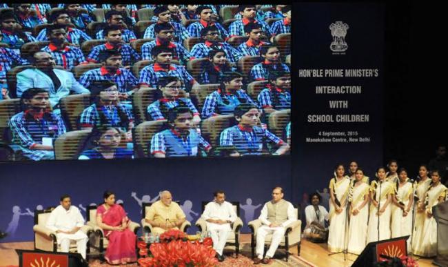 PM Narendra Modi interacts with children