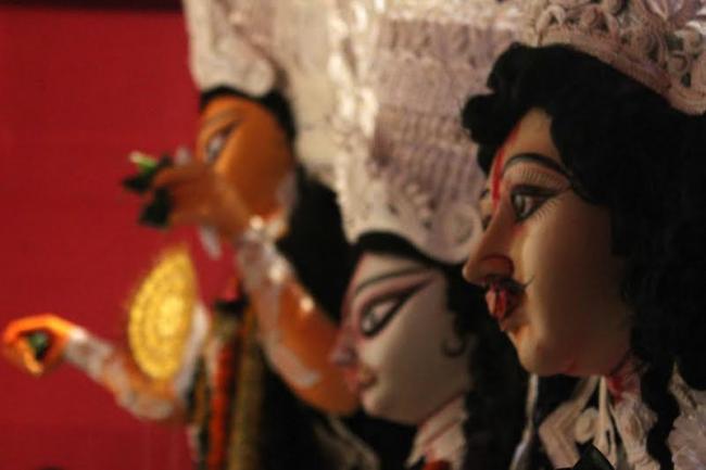 Women smear each other with sindoor on Vijaya Dasami