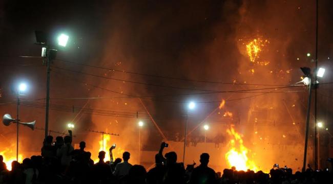 Ravana effigy in flames at Dussehra 