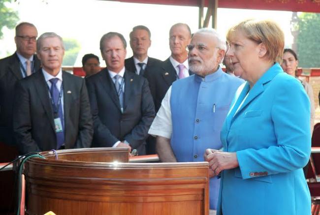The German Chancellor, Dr. Angela Merkel with the Prime Minister, Narendra Modi,
