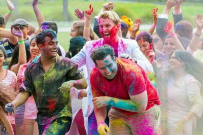 Australian cricketer Brett Lee celebrates Holi