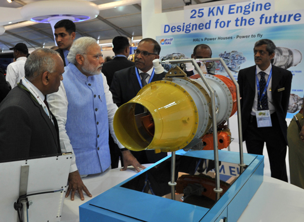 Narendra Modi at the Aero India-2015 Air Show