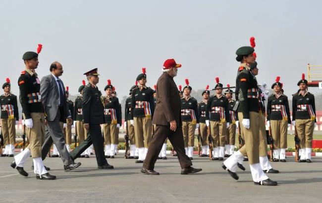  Narendra Modi taking salute from the NCC cadets