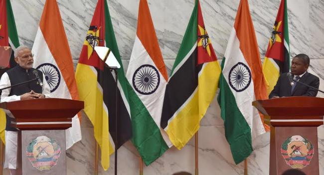 Narendra Modi arrives at Maputo