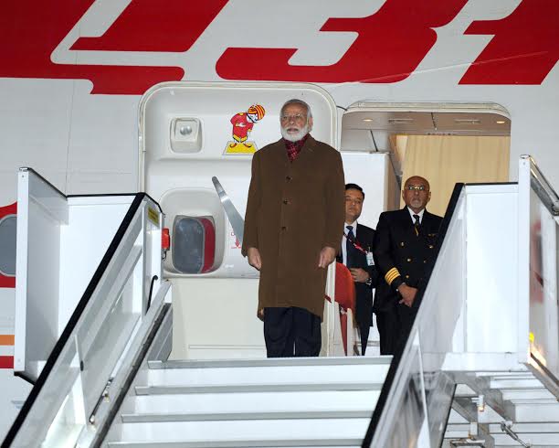 Narendra Modi arrives at Brussels Military Airport, Belgium