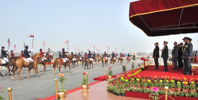  Narendra Modi taking salute from the NCC cadets