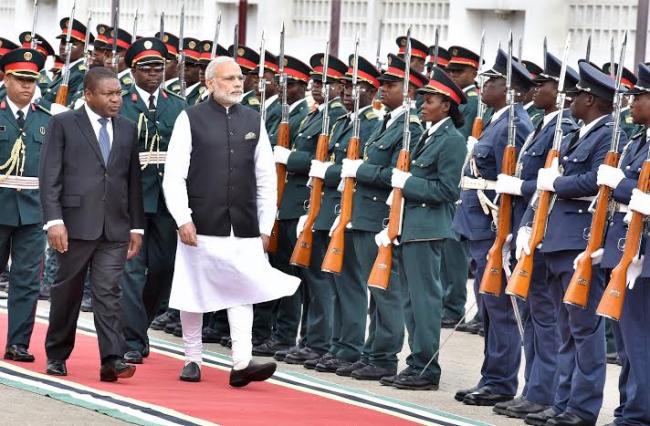 Narendra Modi arrives at Maputo