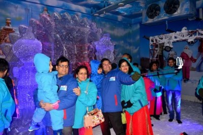 Durga idol made of ice unveiled in Kolkata