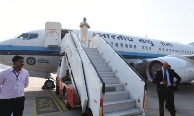  Narendra Modi arrives at Sardar Vallabhbhai Patel International Airport