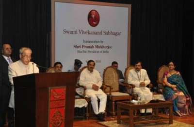 Pranab Mukherjee inaugurates Swami Vivekanand Sabhagar in New Delhi