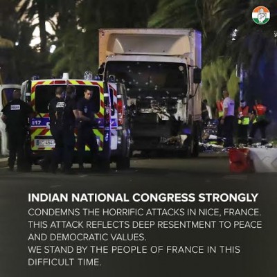 India's Congress party condemns Nice attack