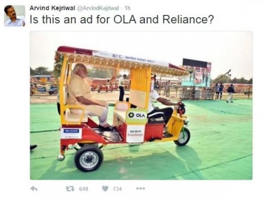 Kerjiwal takes a dig at PM Modi's e-rickshaw initiative