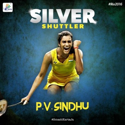 Sports Minister Vijay Goel congratulates P V Sindhu on her historic success at Rio
