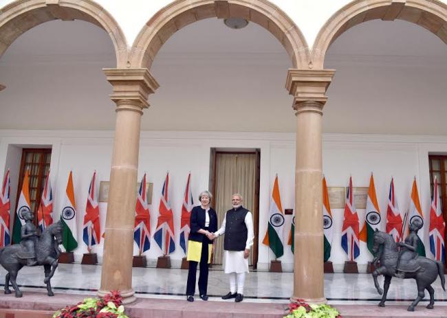 Narendra Modi meeting the Prime Minister of United Kingdom