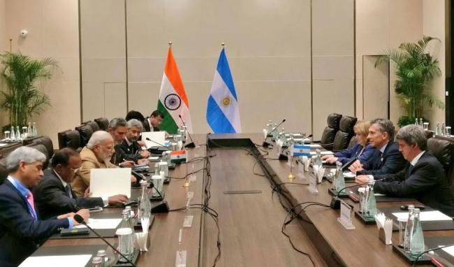 Narendra Modi meeting the Prime Minister of United Kingdom