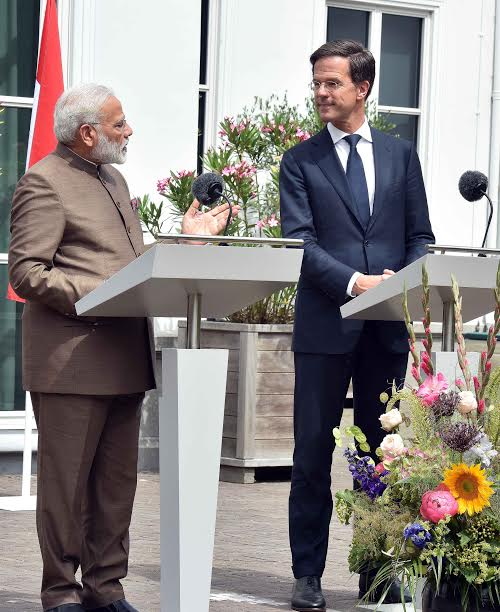 Narendra Modi arrives at Amsterdam