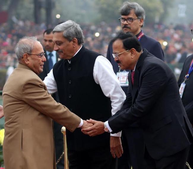 VVIPs arriving at saluting dais on the occasion of 68th Republic Day Parade