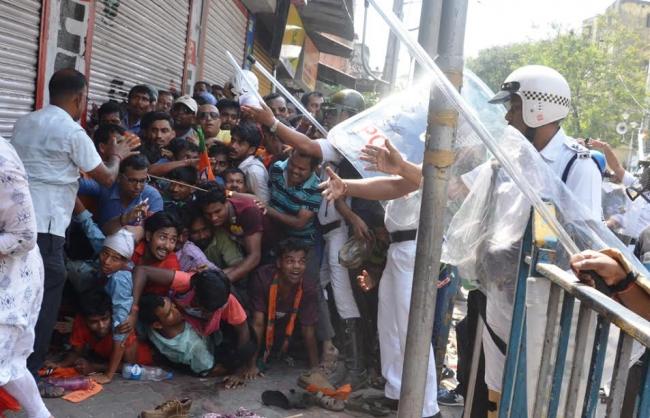 BJP activists clash with Kolkata police, march to Lalbazar turns violent 
