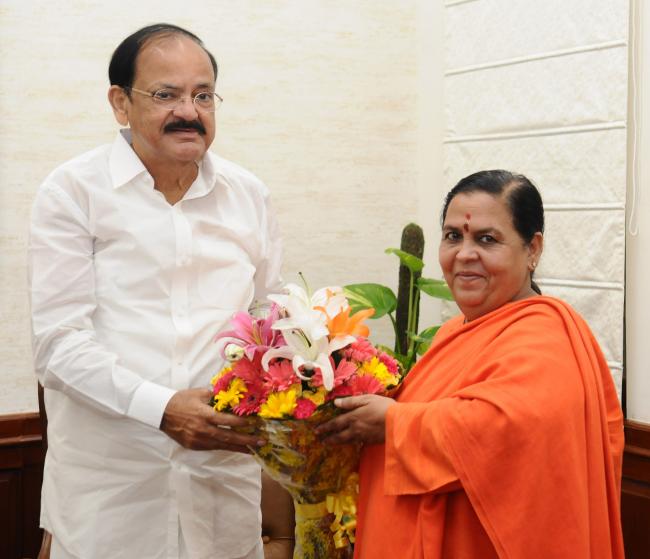 Uma Bharti meets Venkaiah Naidu