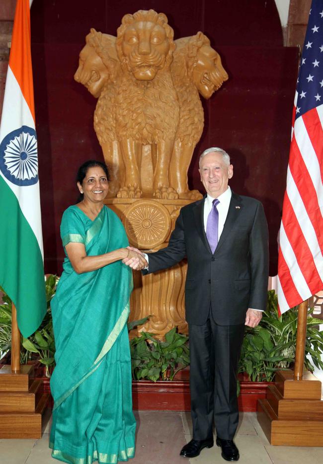 Nirmala Sitharaman and US Secretary of Defence James Mattis at delegation-level talks