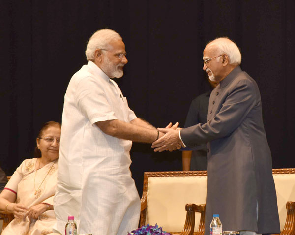Narendra Modi addressing at the farewell function of the Vice President,M. Hamid Ansari
