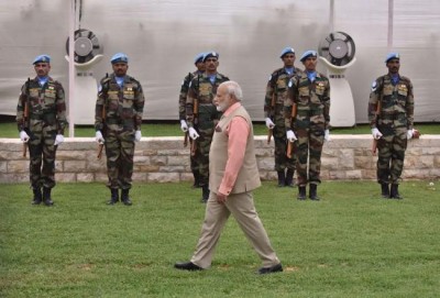 Narendra Modi at the Indian cemetery at Haifa
