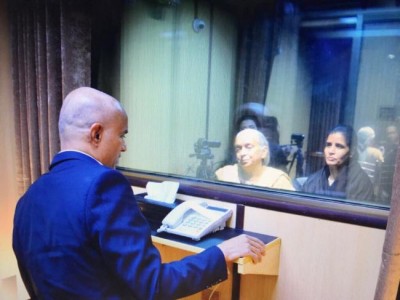 EAM Sushma Swaraj meets mother and wife of Indian prisoner Kulbhushan Jadhav