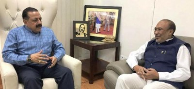 Manipur CM calls on MoS DoNER Dr Jitendra Singh 