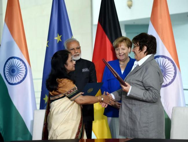 Narendra Modi accorded ceremonial welcome at German Chancellery, in Berlin, Germany