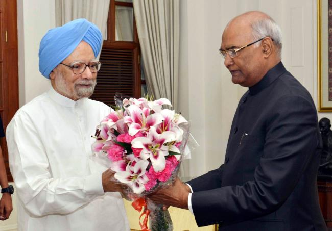 Dr. Manmohan Singh calling on the President