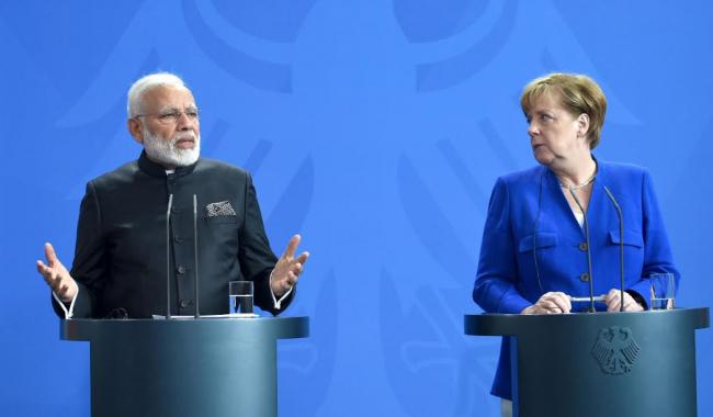 Narendra Modi accorded ceremonial welcome at German Chancellery, in Berlin, Germany