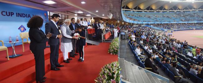 PM Modi at 2017 FIFA U-17 World Cup match in New Delhi