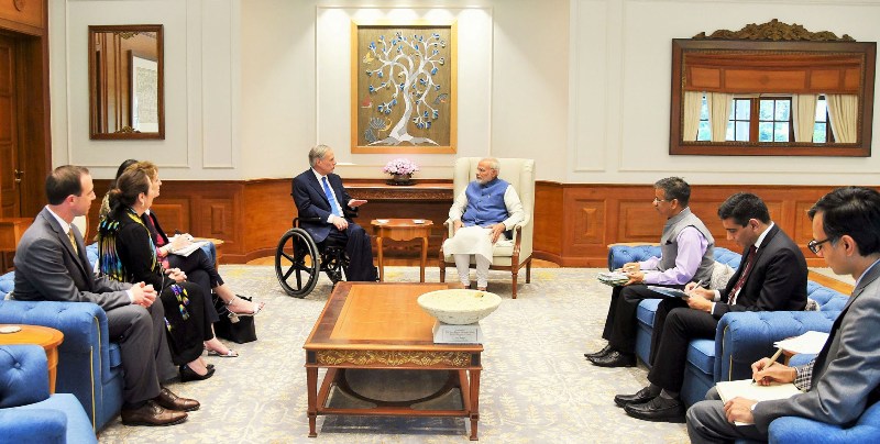The Governor of the State of Texas USA Greg Abbott  Calls on PM Modi