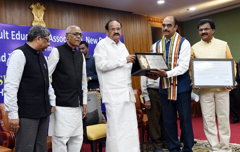 VP  Naidu addresses gathering after conferring Nehru and Tagore Literacy Awards 