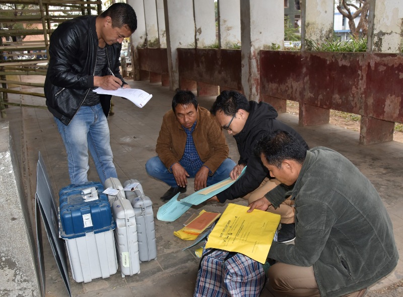 Polling officials in Dimapur