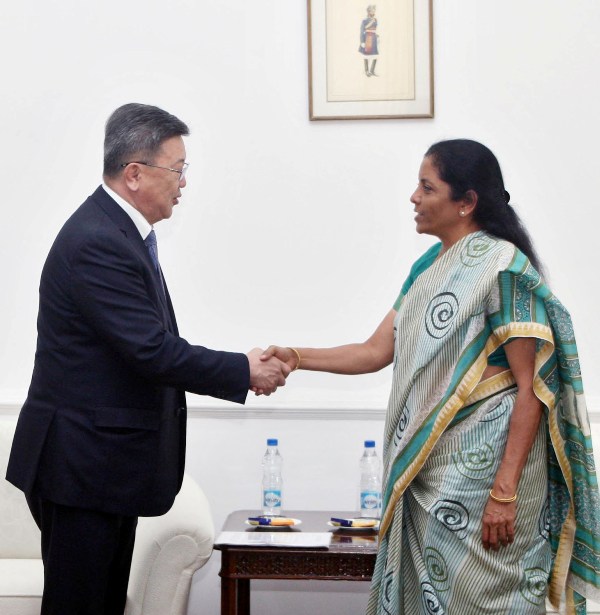 Defence Minister of Mongolia Enkhbold Nyamaa  calls on Indian Defence Minsiter Nirmala Sitharaman 