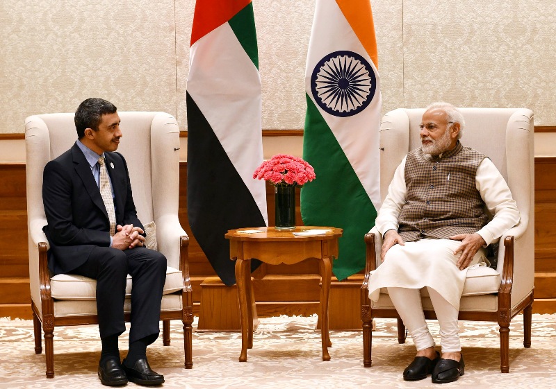 Minister of Foreign Affairs of UAE Sheikh Abdullah bin Zayed Al Nahyan calls on the Prime Minister, Narendra Modi  