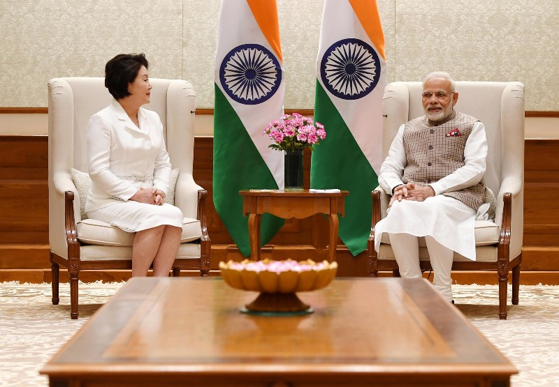 PM Modi meets the First Lady of the Republic of Korea, Kim Jung-Sook, in New Delhi 