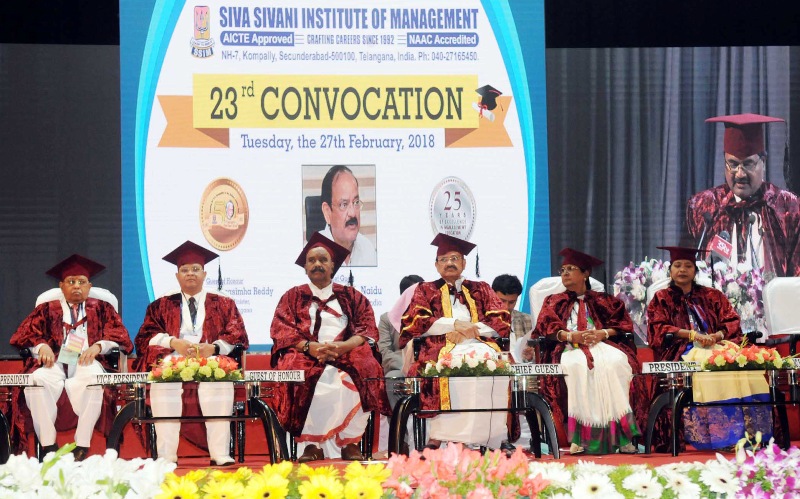 VP  M. Venkaiah Naidu Attens  Silver Jubilee Convocation of Siva Sivani Institute of Management in Hyderabad  