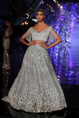 Models walk for Suneet Varma in India Couture Week