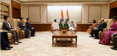 PM Modi meets the First Lady of the Republic of Korea, Kim Jung-Sook, in New Delhi 