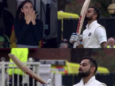 Kohli exchanges flying kiss with wife Anushka after slamming ton in Nottingham